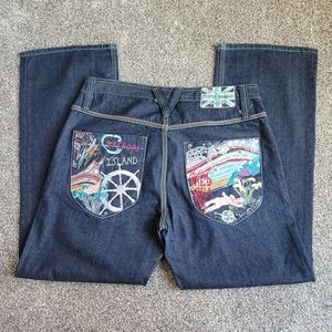 ARTFUL DODGER Vintage Y2K Men's Jeans 34W 31L Bishops Island Embrodiered